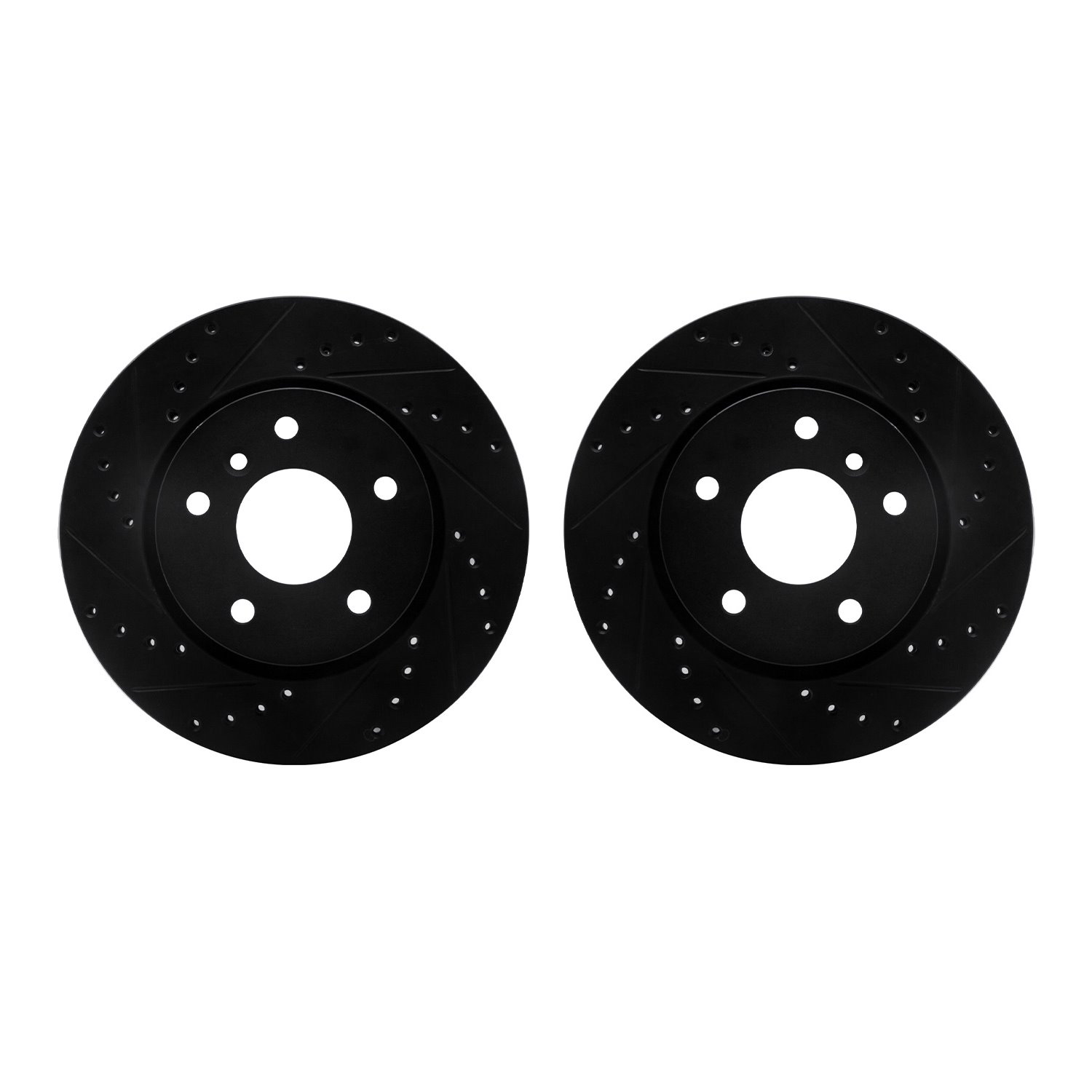 8002-11011 Drilled/Slotted Brake Rotors [Black], 1994-2002 Land Rover, Position: Front