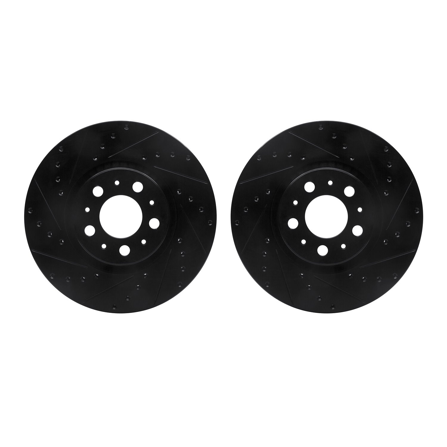 8002-27022 Drilled/Slotted Brake Rotors [Black], 2003-2009 Volvo, Position: Front