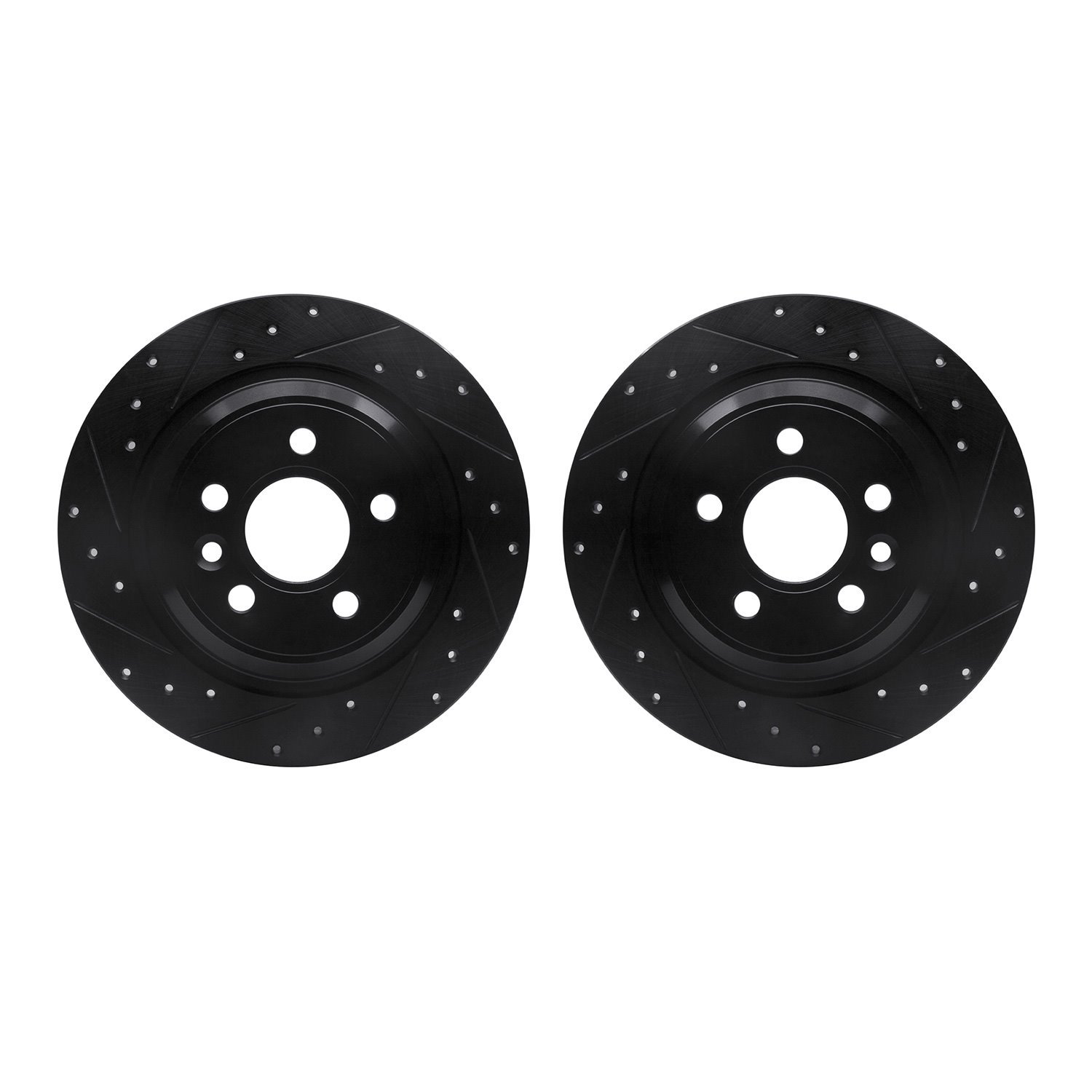8002-27042 Drilled/Slotted Brake Rotors [Black], 2007-2018 Volvo, Position: Rear