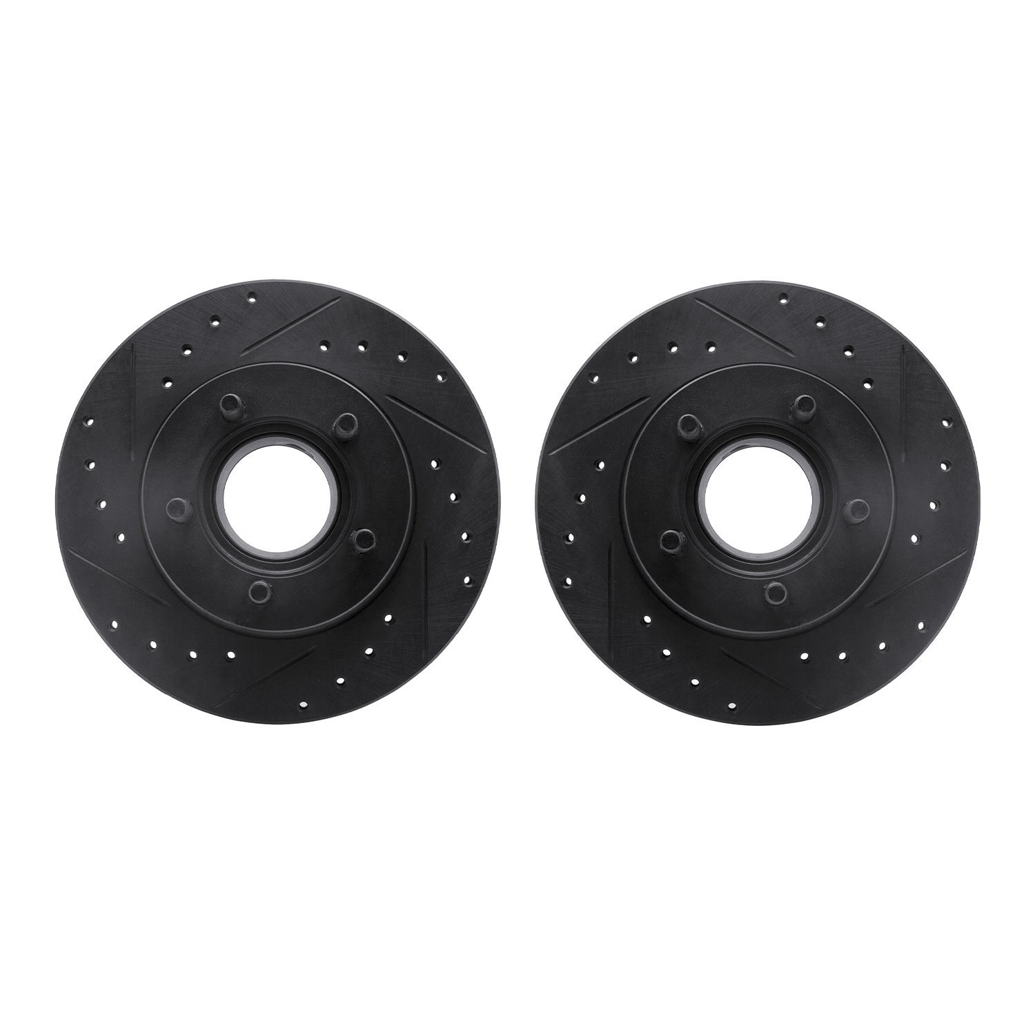8002-54016 Drilled/Slotted Brake Rotors [Black], 1990-1994 Ford/Lincoln/Mercury/Mazda, Position: Front