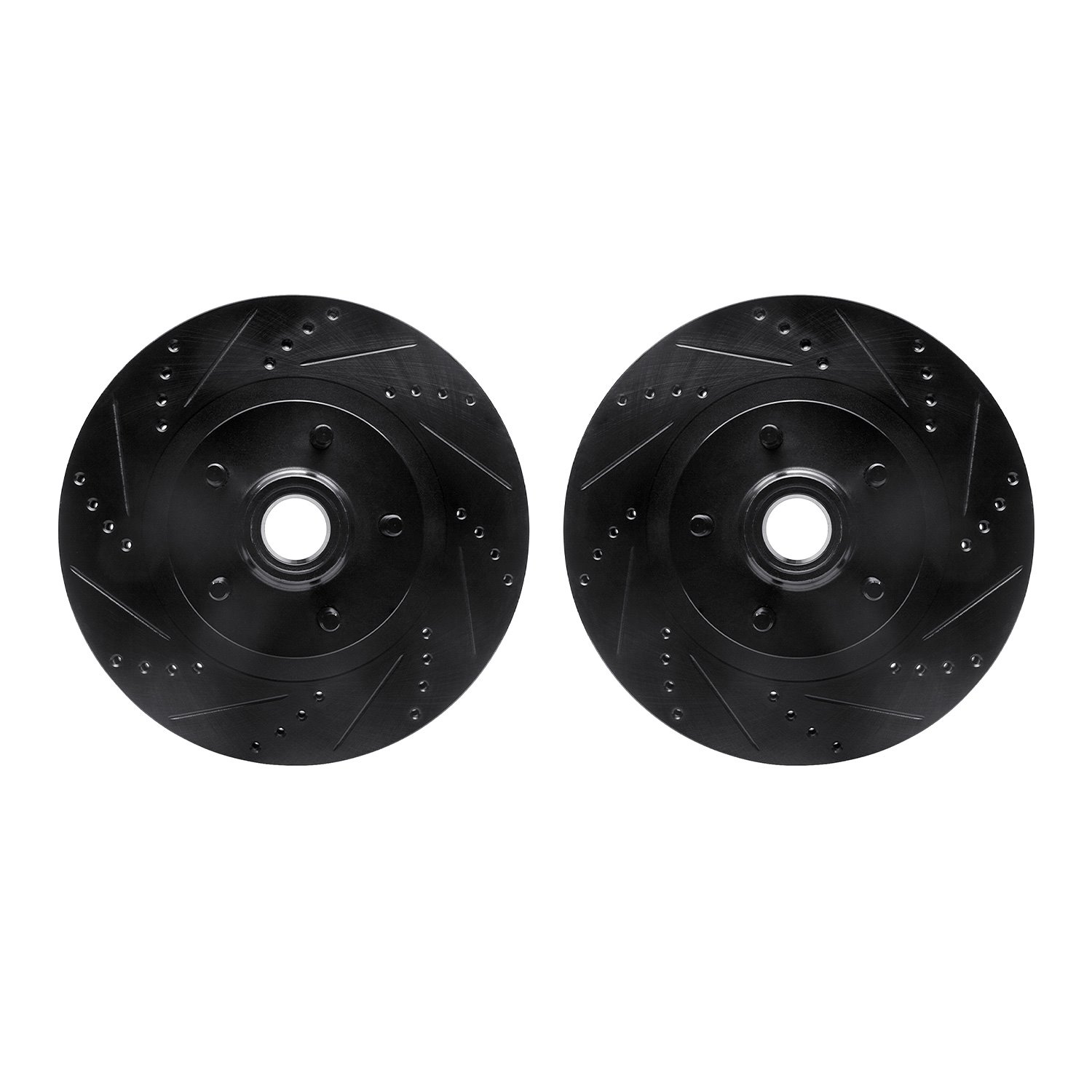 8002-54076 Drilled/Slotted Brake Rotors [Black], 2001-2005 Ford/Lincoln/Mercury/Mazda, Position: Front