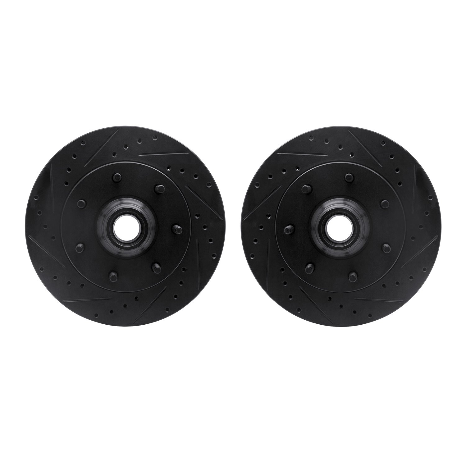 8002-54088 Drilled/Slotted Brake Rotors [Black], 1997-2004 Ford/Lincoln/Mercury/Mazda, Position: Front