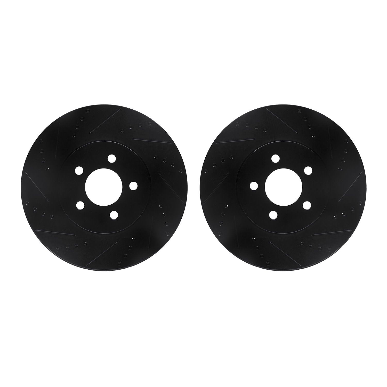 8002-54153 Drilled/Slotted Brake Rotors [Black], 1994-2004 Ford/Lincoln/Mercury/Mazda, Position: Front