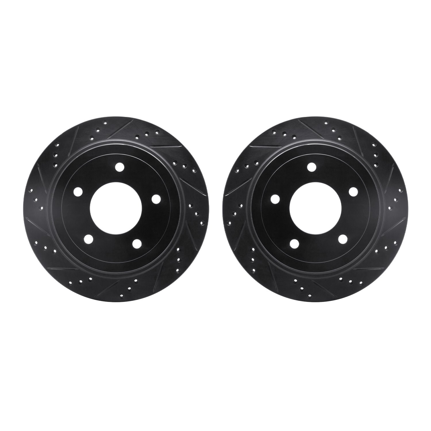 8002-54187 Drilled/Slotted Brake Rotors [Black], 2004-2006 Ford/Lincoln/Mercury/Mazda, Position: Rear