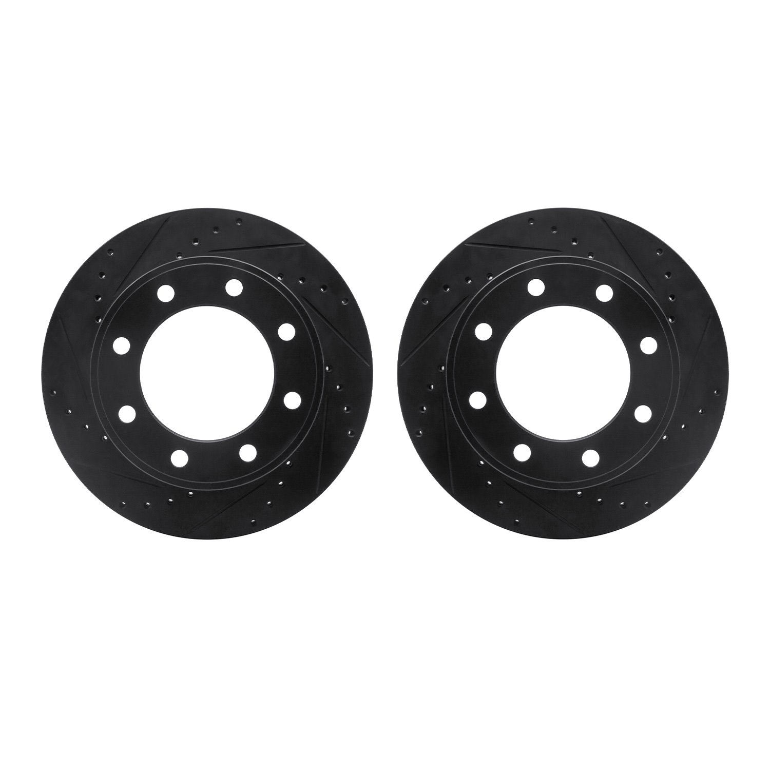 8002-54220 Drilled/Slotted Brake Rotors [Black], 2005-2012 Ford/Lincoln/Mercury/Mazda, Position: Rear