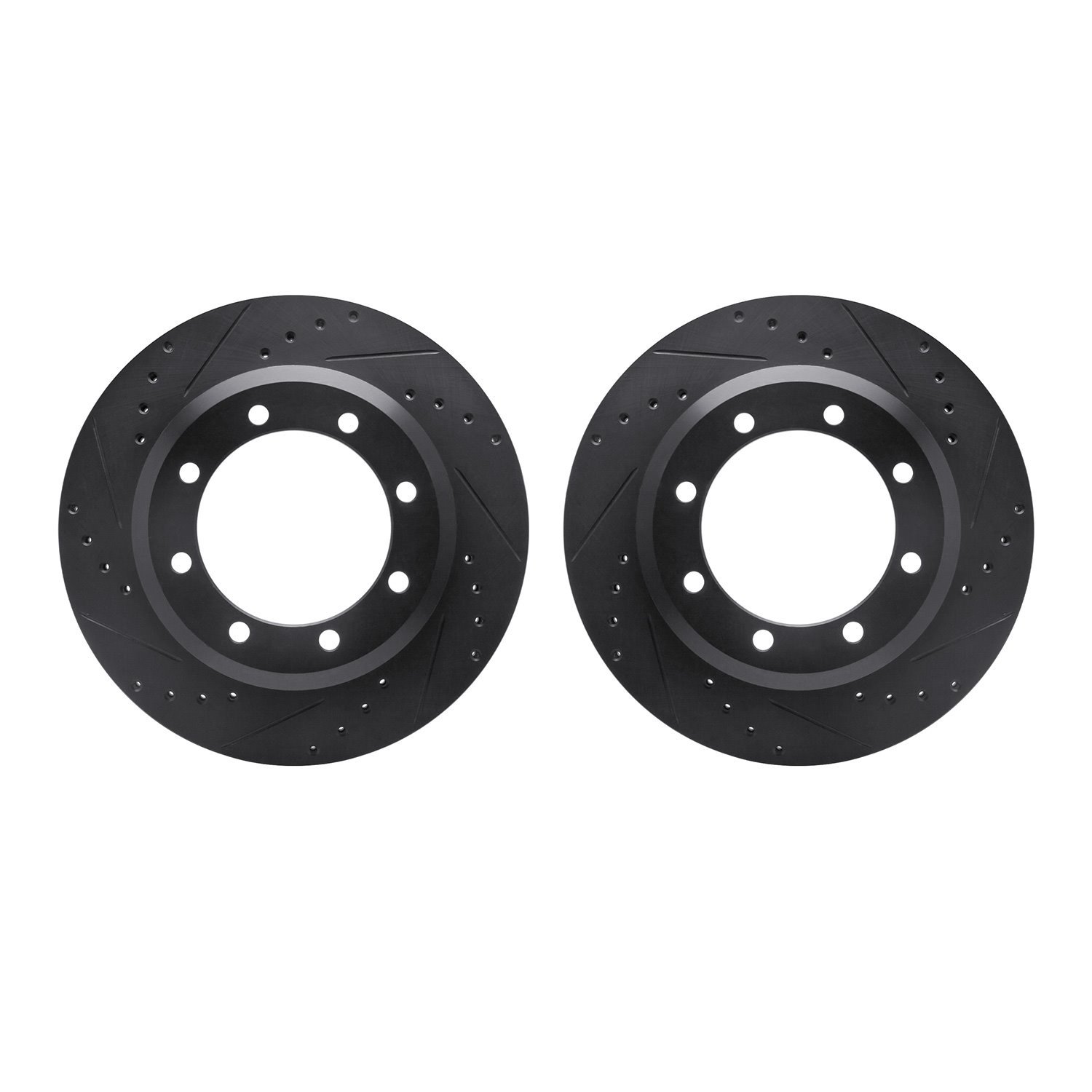 8002-54223 Drilled/Slotted Brake Rotors [Black], 2005-2012 Ford/Lincoln/Mercury/Mazda, Position: Rear