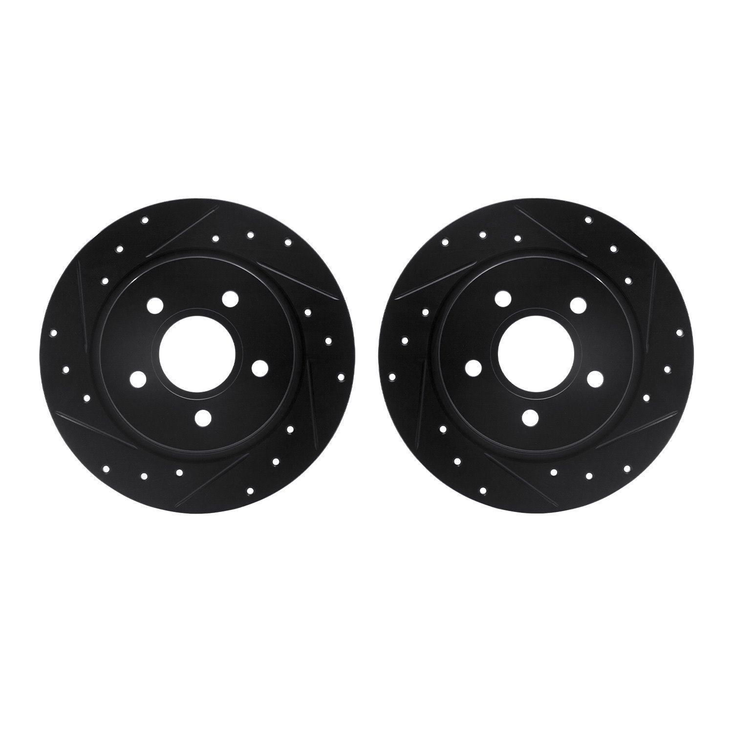 8002-54229 Drilled/Slotted Brake Rotors [Black], 2012-2018 Ford/Lincoln/Mercury/Mazda, Position: Rear
