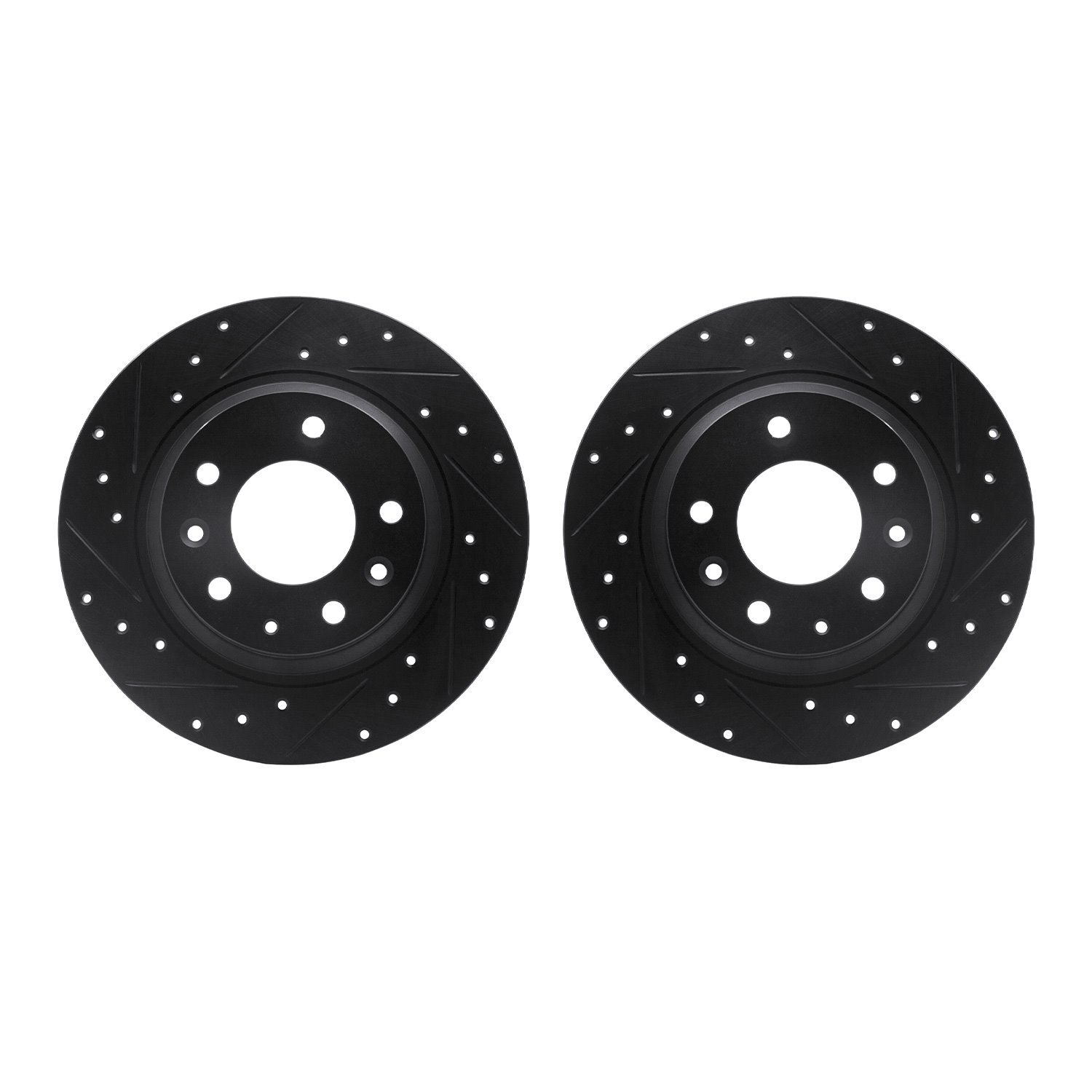8002-54232 Drilled/Slotted Brake Rotors [Black], 1998-2015 Ford/Lincoln/Mercury/Mazda, Position: Rear
