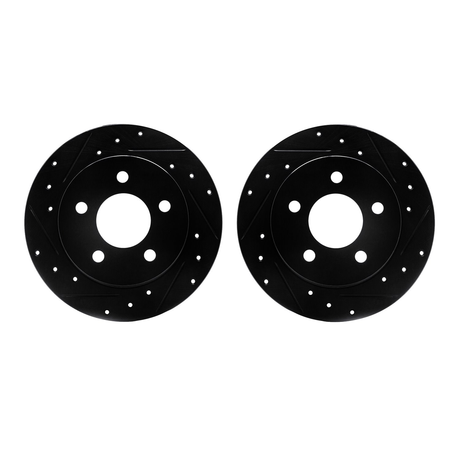 8002-54238 Drilled/Slotted Brake Rotors [Black], 1994-2004 Ford/Lincoln/Mercury/Mazda, Position: Rear