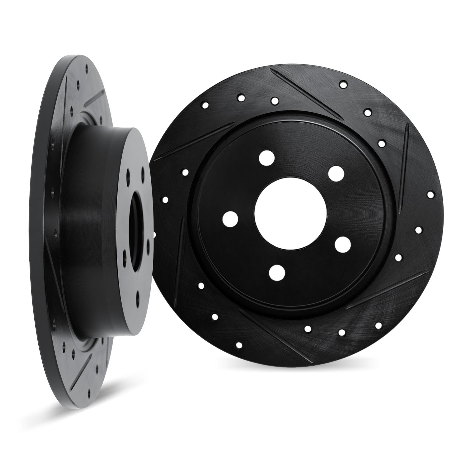 8002-54251 Drilled/Slotted Brake Rotors [Black], 2015-2020 Ford/Lincoln/Mercury/Mazda, Position: Rear