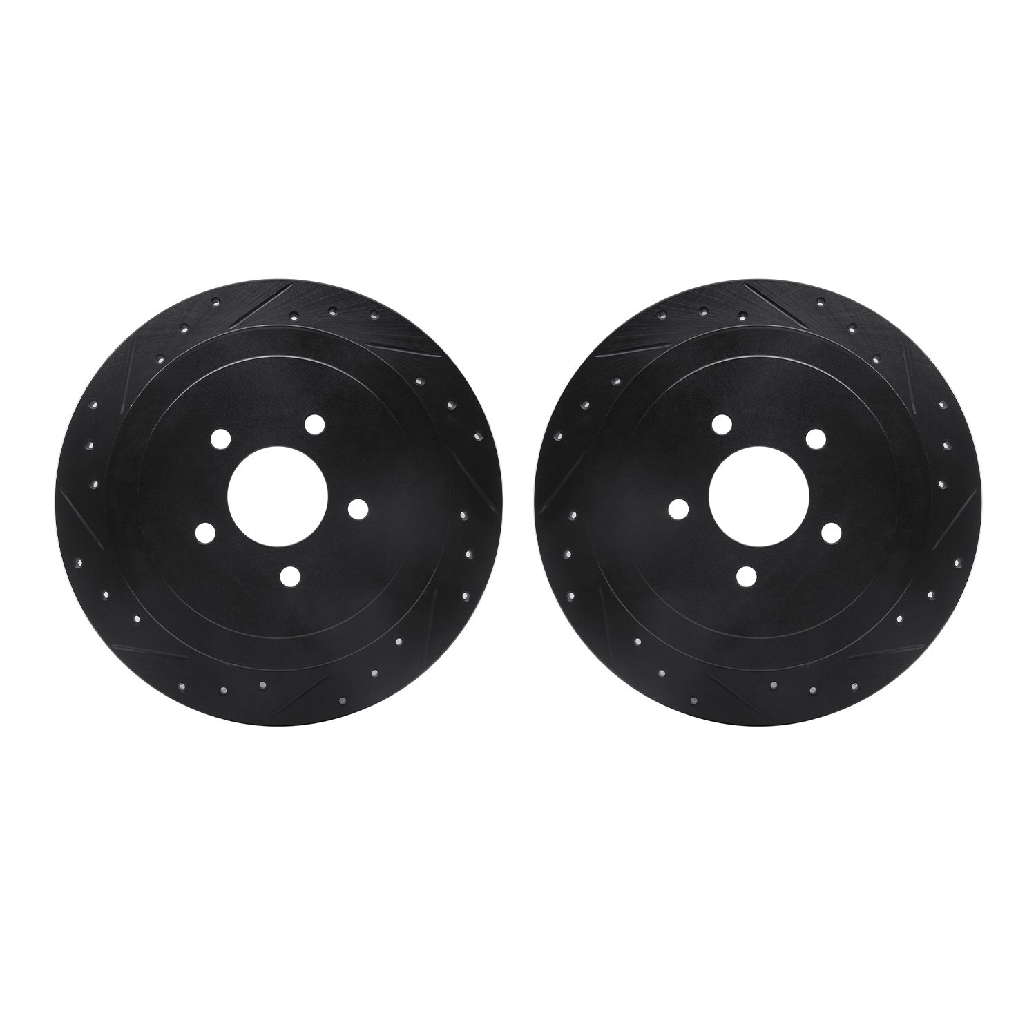 8002-55010 Drilled/Slotted Brake Rotors [Black], 2003-2011 Ford/Lincoln/Mercury/Mazda, Position: Rear