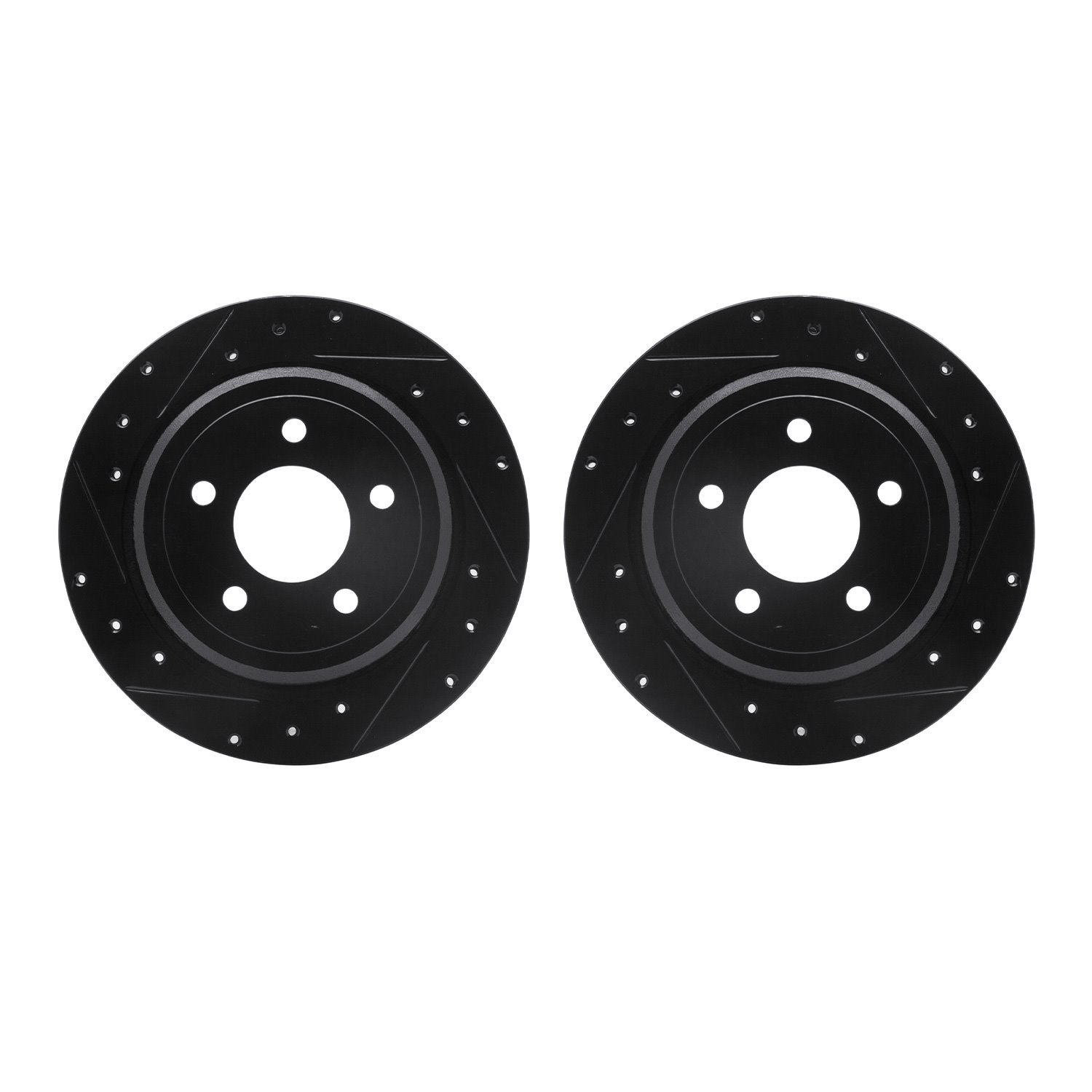 8002-56016 Drilled/Slotted Brake Rotors [Black], 2003-2011 Ford/Lincoln/Mercury/Mazda, Position: Rear