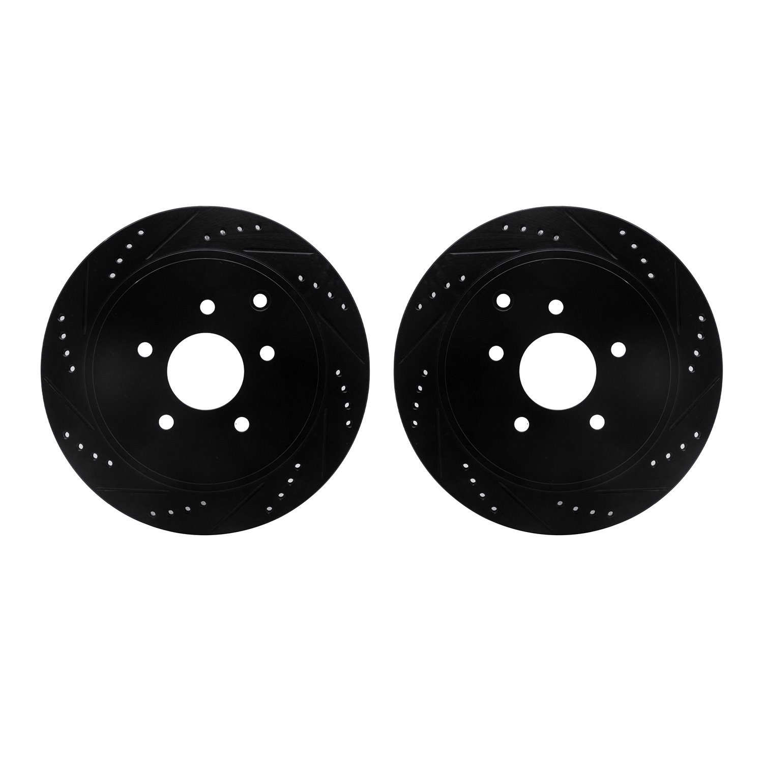 8002-67079 Drilled/Slotted Brake Rotors [Black], Fits Select Infiniti/Nissan, Position: Rear