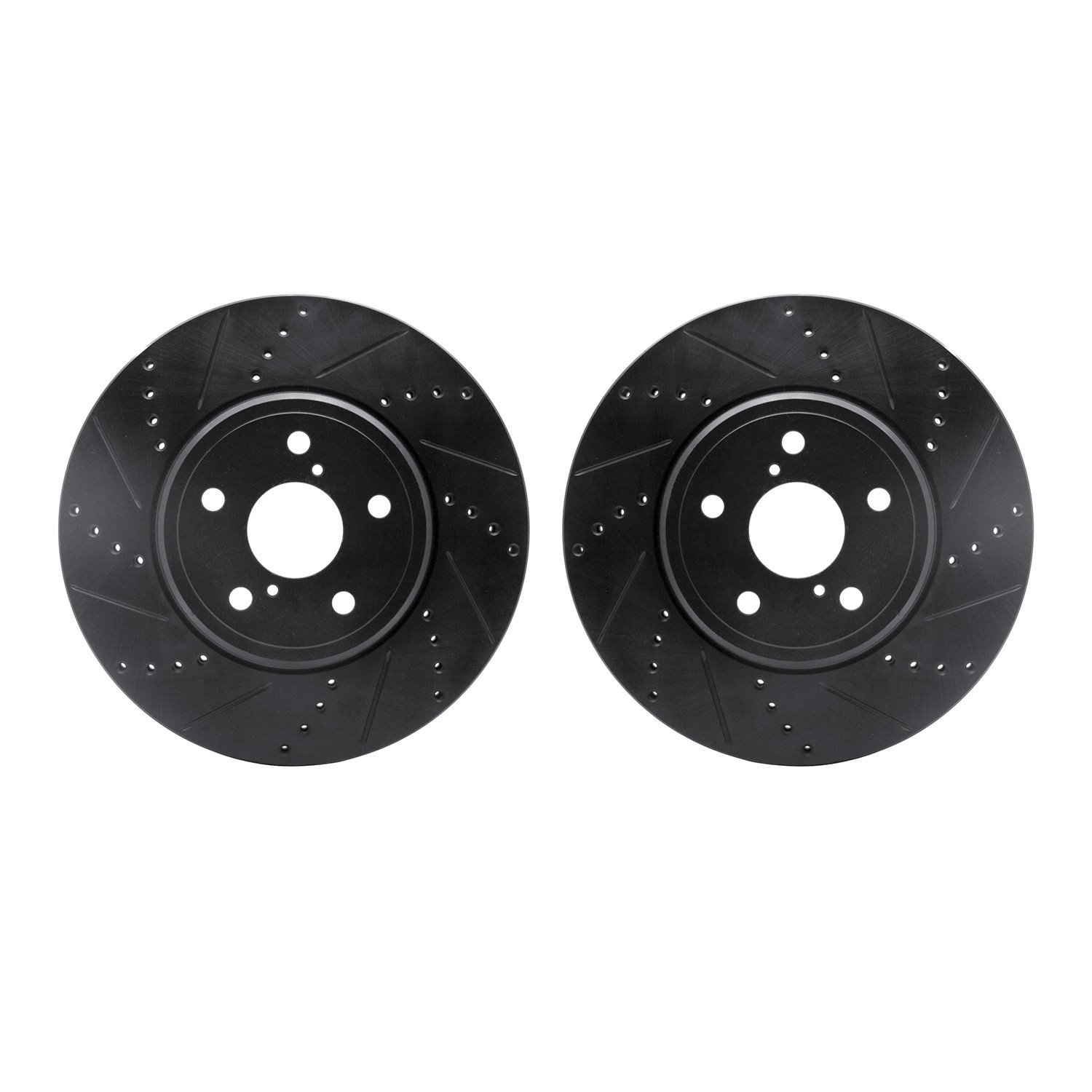 8002-75014 Drilled/Slotted Brake Rotors [Black], 2001-2006 Lexus/Toyota/Scion, Position: Front