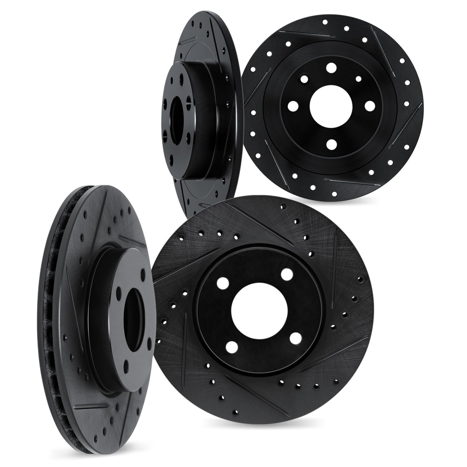 8004-01000 Drilled/Slotted Brake Rotors [Black], 2004-2009 Multiple Makes/Models, Position: Front and Rear