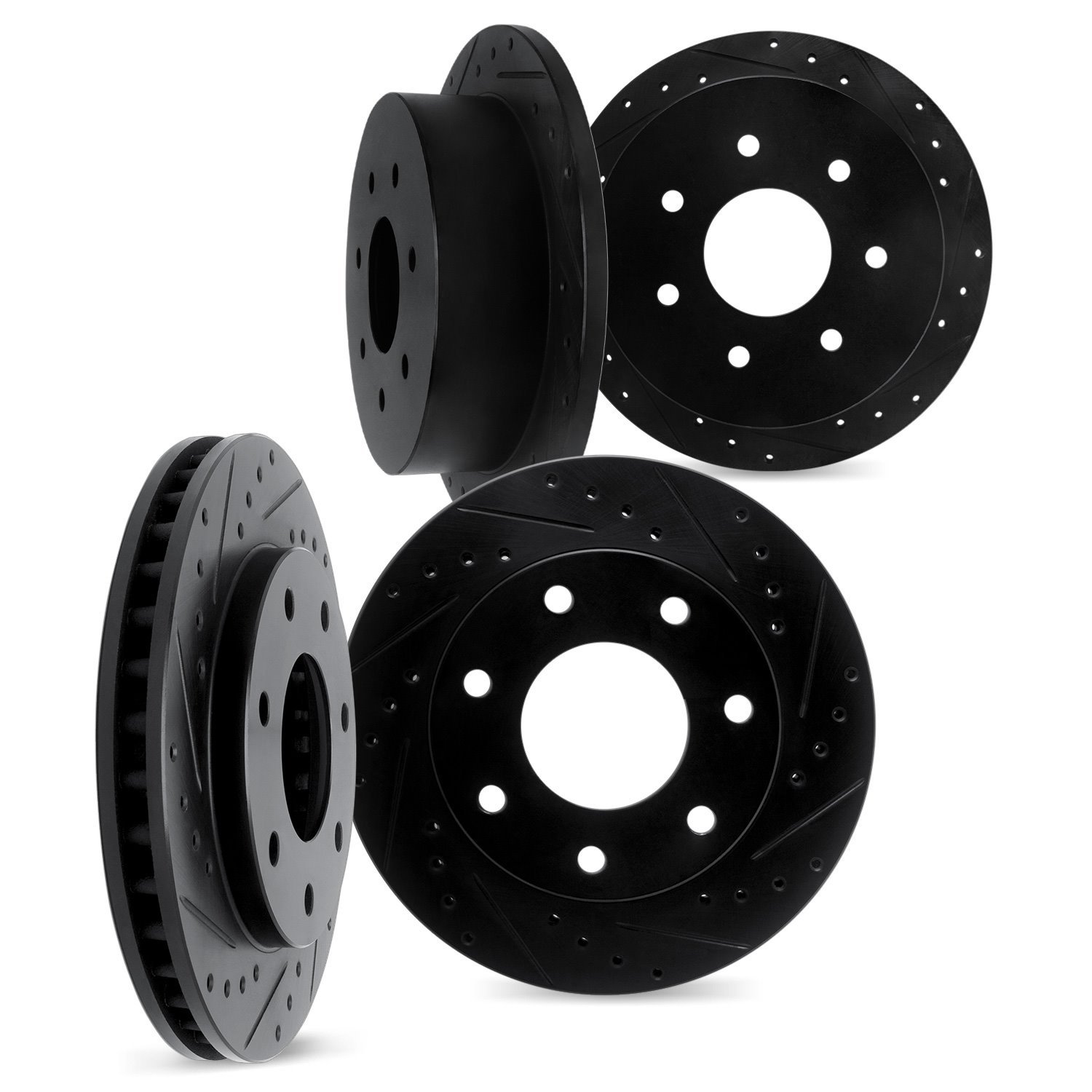 8004-54148 Drilled/Slotted Brake Rotors [Black], 1997-2004 Ford/Lincoln/Mercury/Mazda, Position: Front and Rear