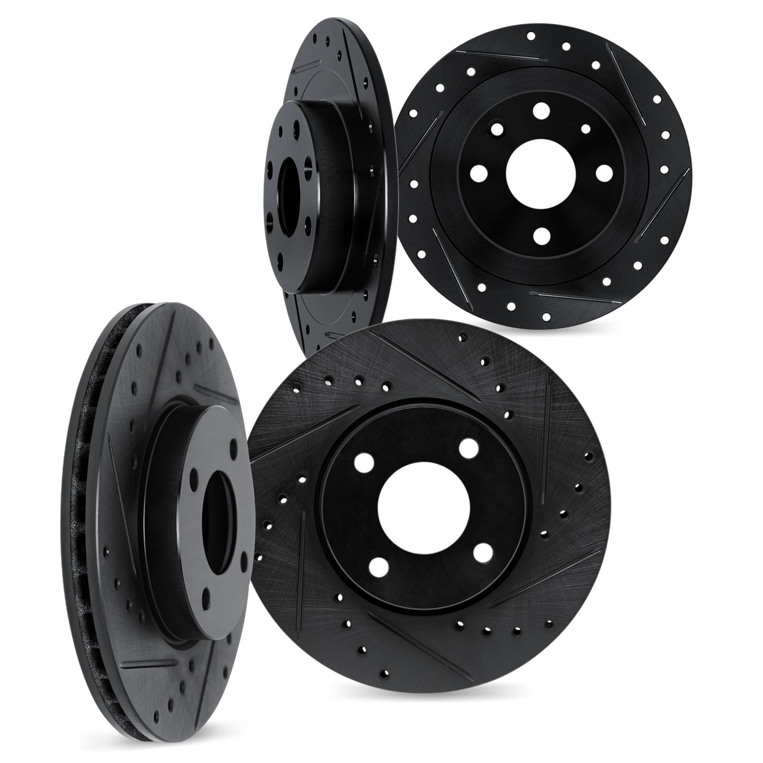 8004-54241 Drilled/Slotted Brake Rotors [Black], 2002-2004 Ford/Lincoln/Mercury/Mazda, Position: Front and Rear