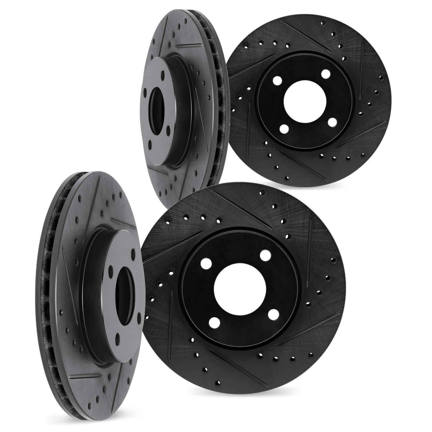 8004-76115 Drilled/Slotted Brake Rotors [Black], 2000-2005 Lexus/Toyota/Scion, Position: Front and Rear