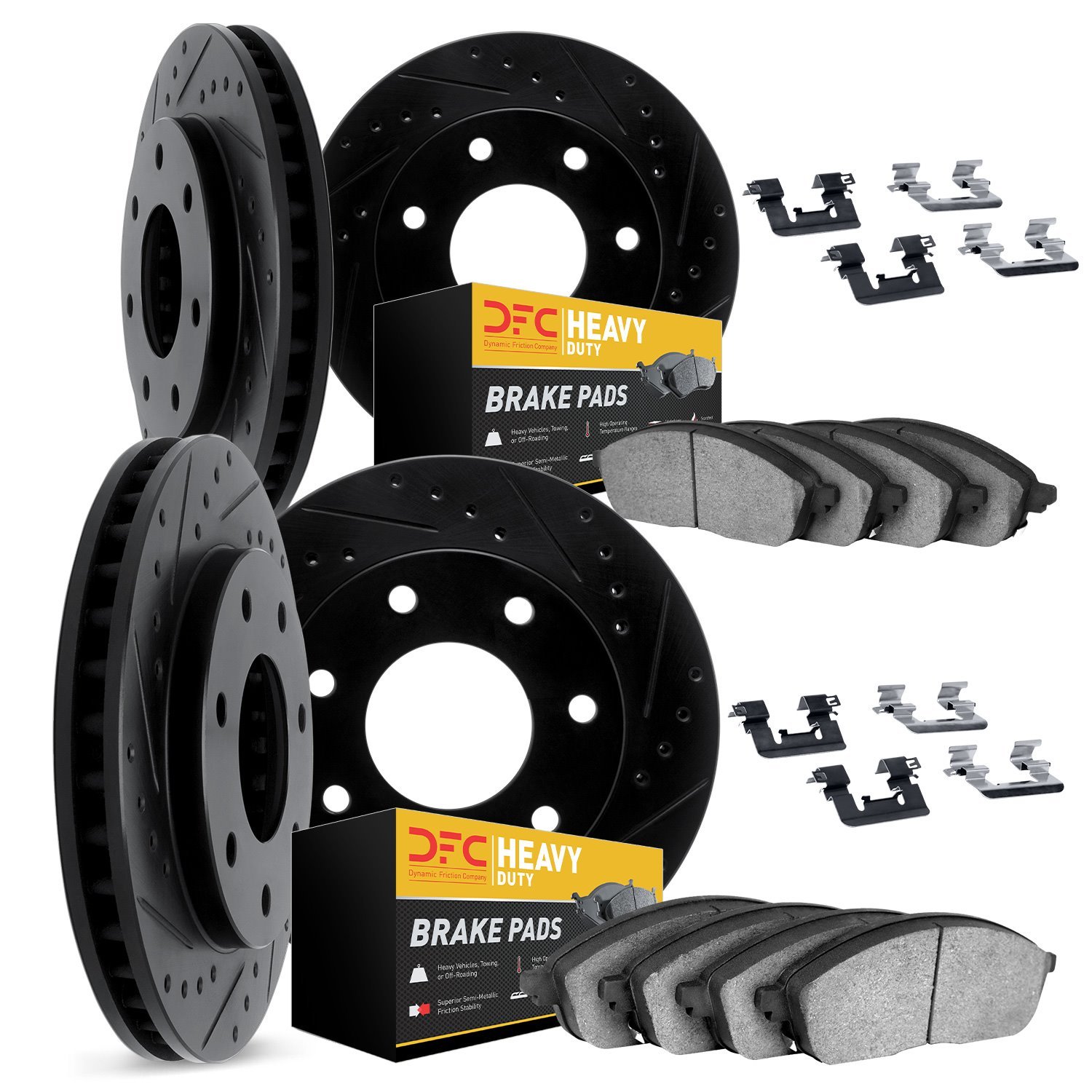 8214-54068 Drilled/Slotted Rotors w/Heavy-Duty Brake Pads Kit & Hardware [Black], 2009-2009 Ford/Lincoln/Mercury/Mazda, Position