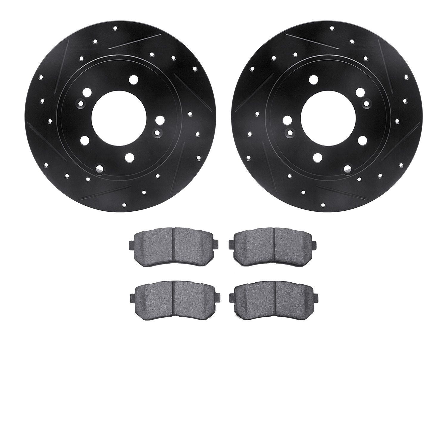 8302-03035 Drilled/Slotted Brake Rotors with 3000-Series Ceramic Brake Pads Kit [Black], 2014-2020 Kia/Hyundai/Genesis, Position