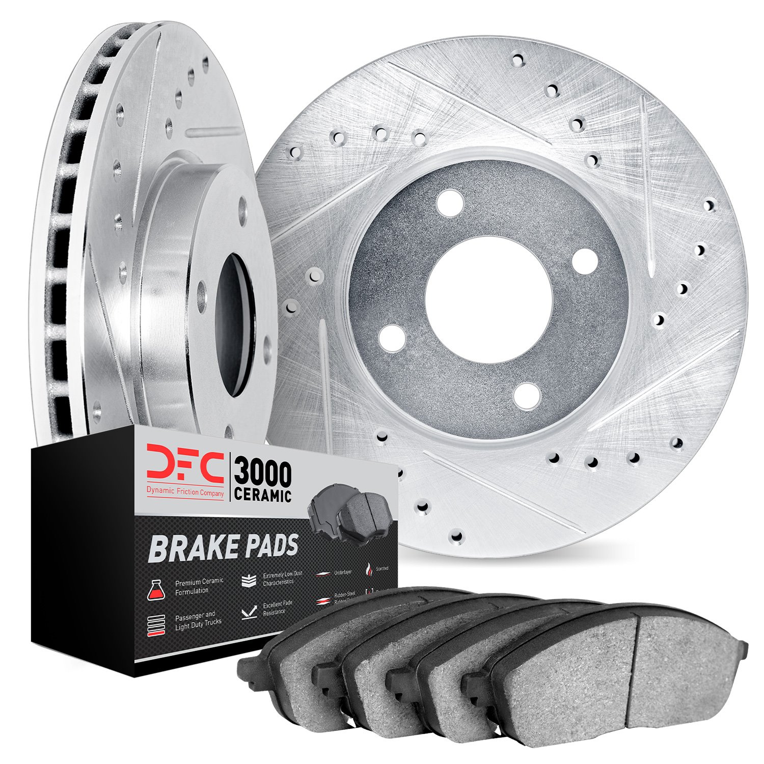 8302-59002 Drilled/Slotted Brake Rotors with 3000-Series Ceramic Brake Pads Kit [Black], 2014-2020 Acura/Honda, Position: Front