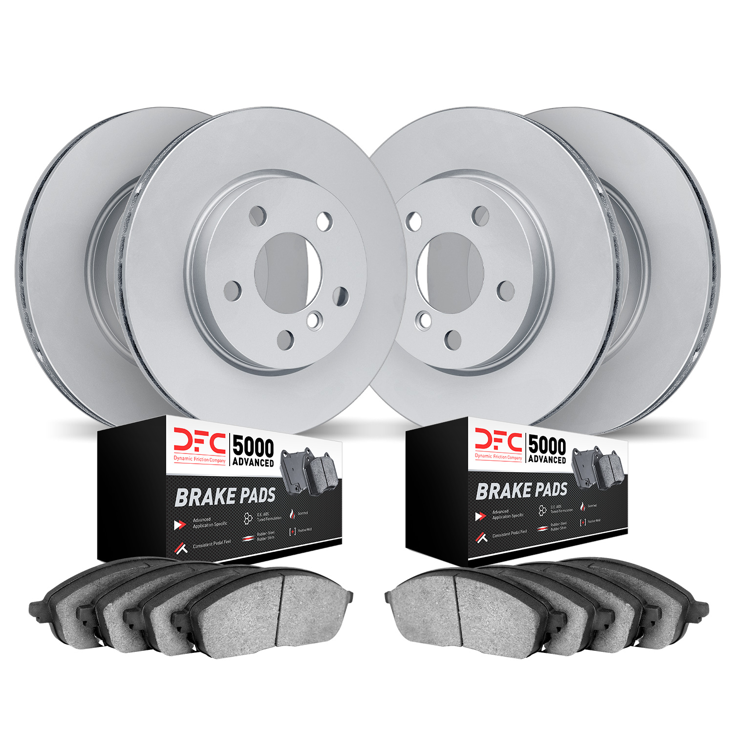 9504-27022 GEOMET Brake Rotors w/5000 Advanced Brake Pads Kit, 2008-2015 Volvo, Position: Front and Rear