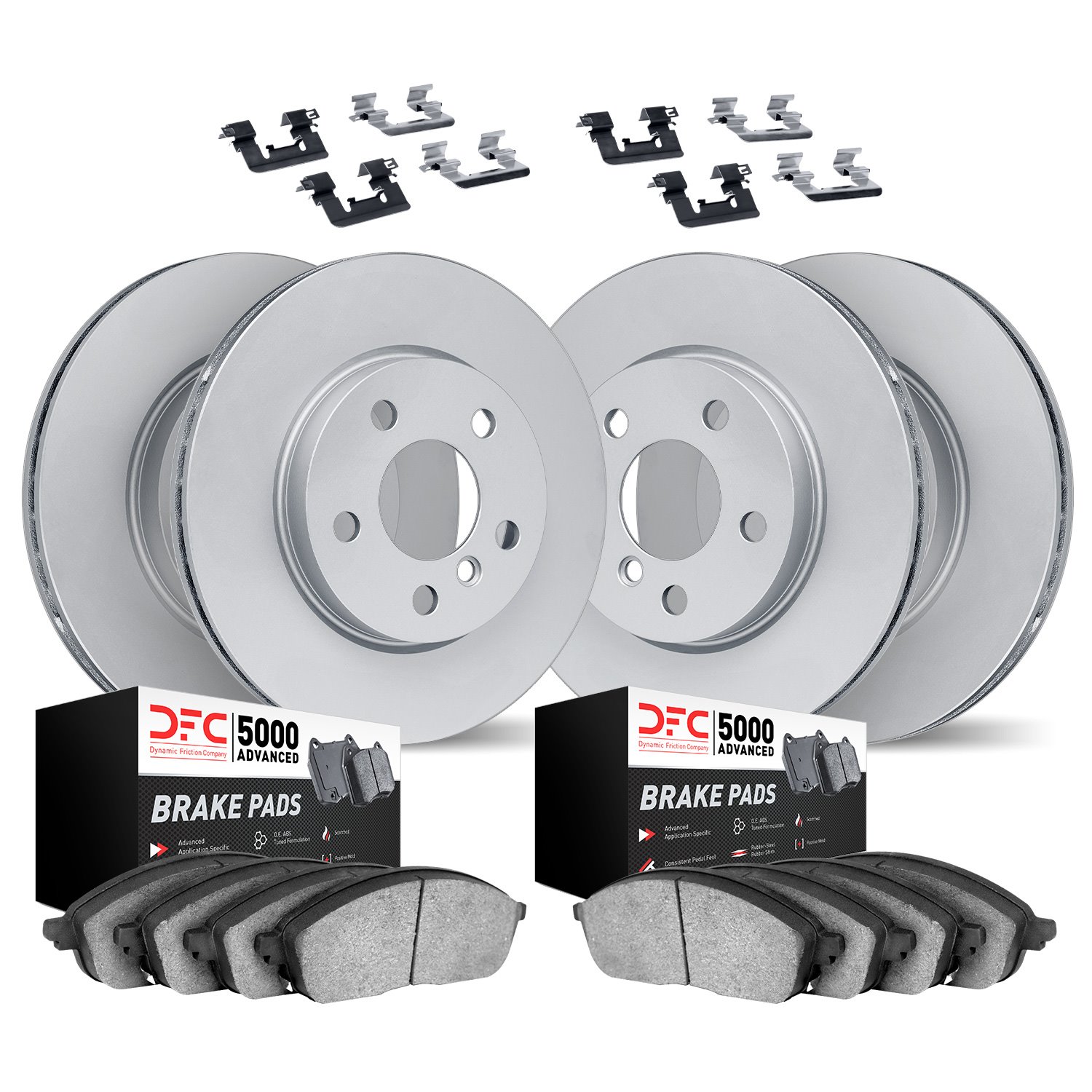 9514-73086 GEOMET Brake Rotors w/5000 Advanced Brake Pads Kit & Hardware, Fits Select Audi/Volkswagen, Position: Front and Rear