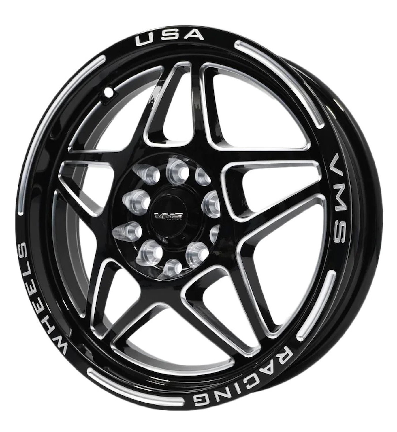 VWDA003 Delta Wheel, Size: 15" x 3.5", Bolt Pattern: 4 x 100 mm & 4 x 4 1/2" (114.3 mm) [Finish: Gloss Black Milled]