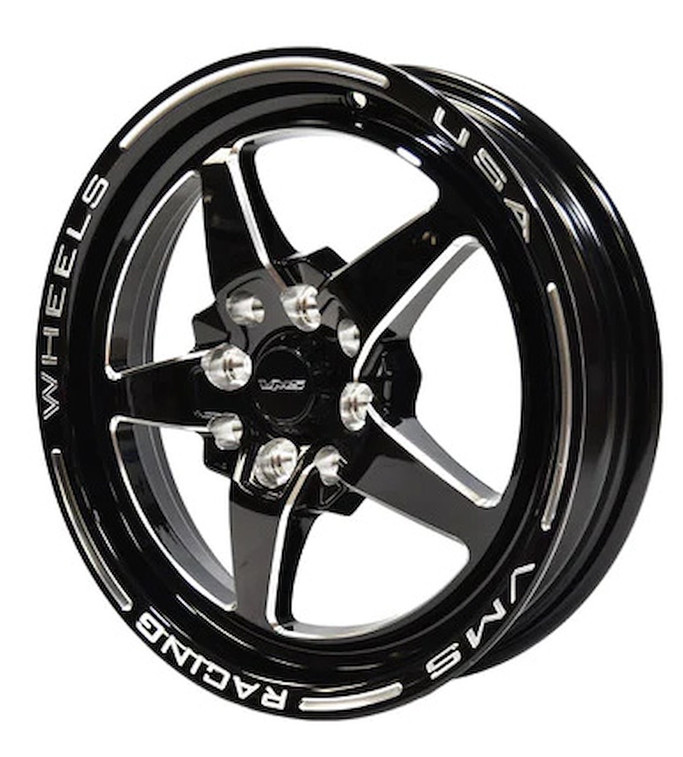 VWST003 V-Star Wheel, Size: 15" x 3.5", Bolt Pattern: 4 x 100 mm & 4 x 4 1/2" (114.3 mm) [Finish: Gloss Black Milled]