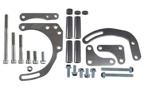 Billet Power Steering Pump and Alternator Bracket Kit for Small Block Chevy with Double Hump Heads