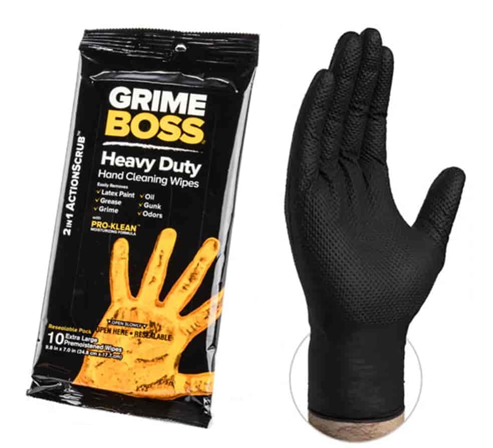 Heavy-Duty Hand & Surface-Cleaning Wipes and Heavy-Duty 7 mil Nitrile Glove Kit [Large]