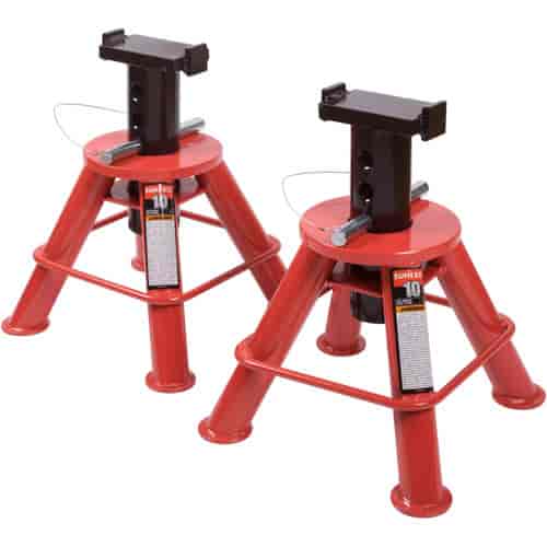 10 Ton Low Height Pin Type Jack Stands (Pair)