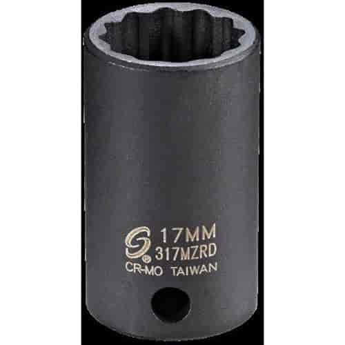 17mm 12-Point Semi-Deep Impact Socket 3/8" Drive