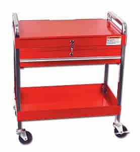 Service Cart with Locking Top & Drawer Red