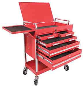 Heavy Duty 5 Drawer Service Cart Red