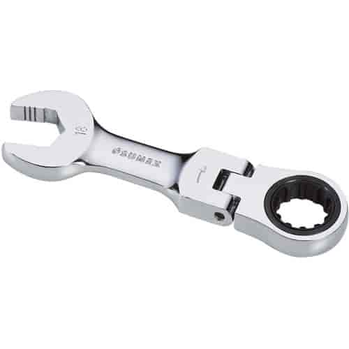 18mm Stubby Flex Head V-Groove Combination Ratcheting Wrench