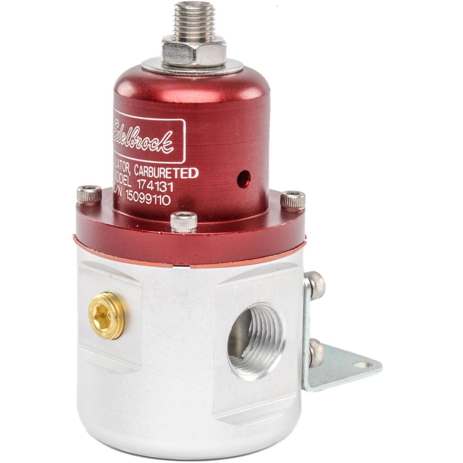 Carbureted Adjustable Bypass Fuel Pressure Regulator 160 GPH with 3/8" NPT Inlet/Outlet/Bypass in Red Finish