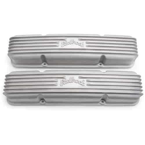 Classic Finned Valve Covers for 1959-1986 Small Block Chevy 262-400 with Satin Finish