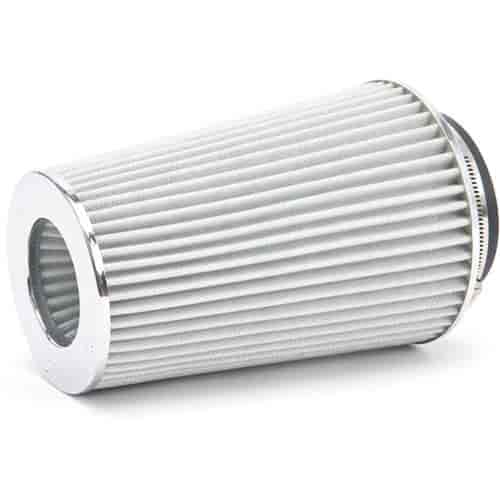Universal White Tall Conical Air Filter with 10.50" Overall Length for 3",3.5", and 4" Air Intake Systems
