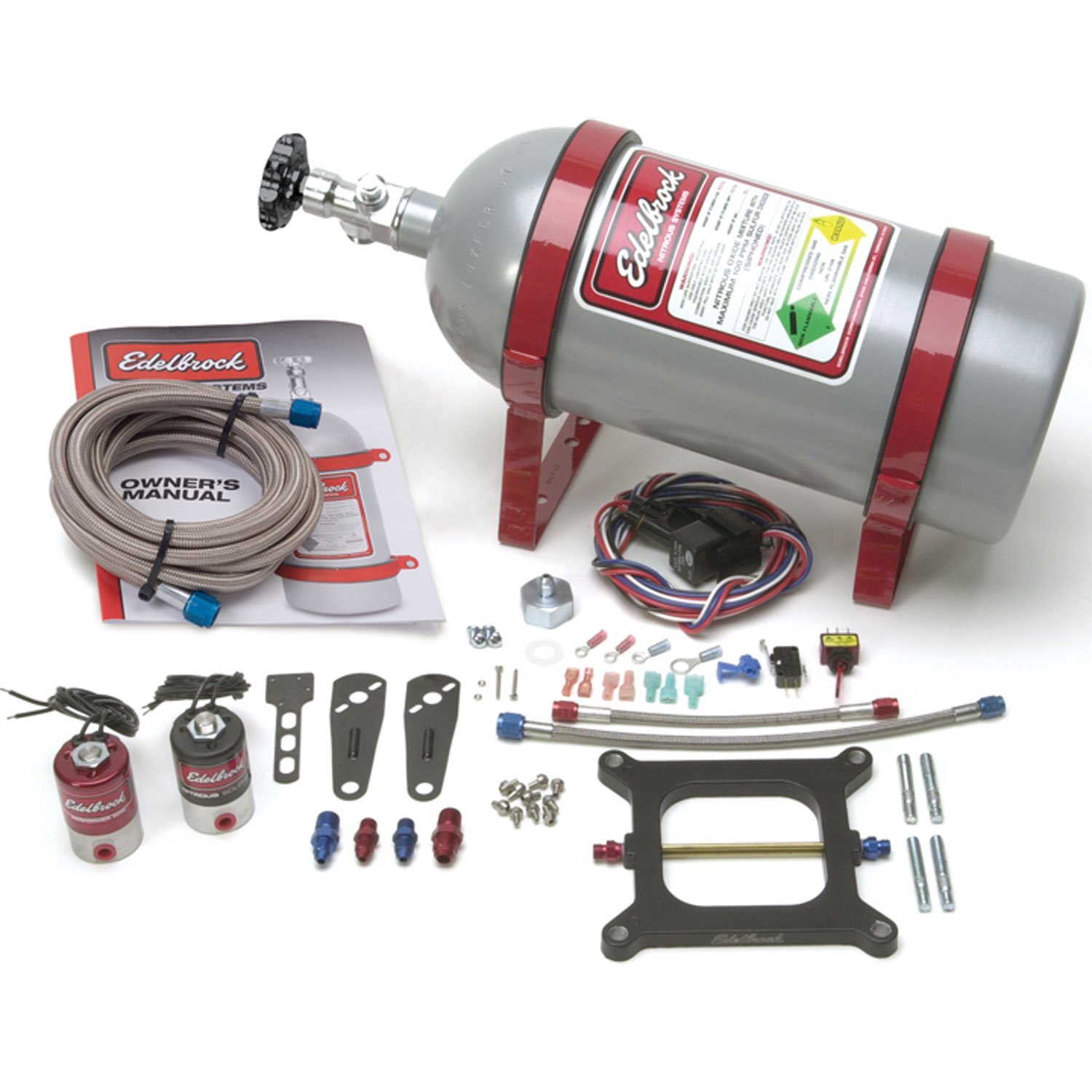 Performer RPM Single Stage Nitrous Plate Kit for 4150 Square-bore Carburetor with Silver Powder Coated Bottle