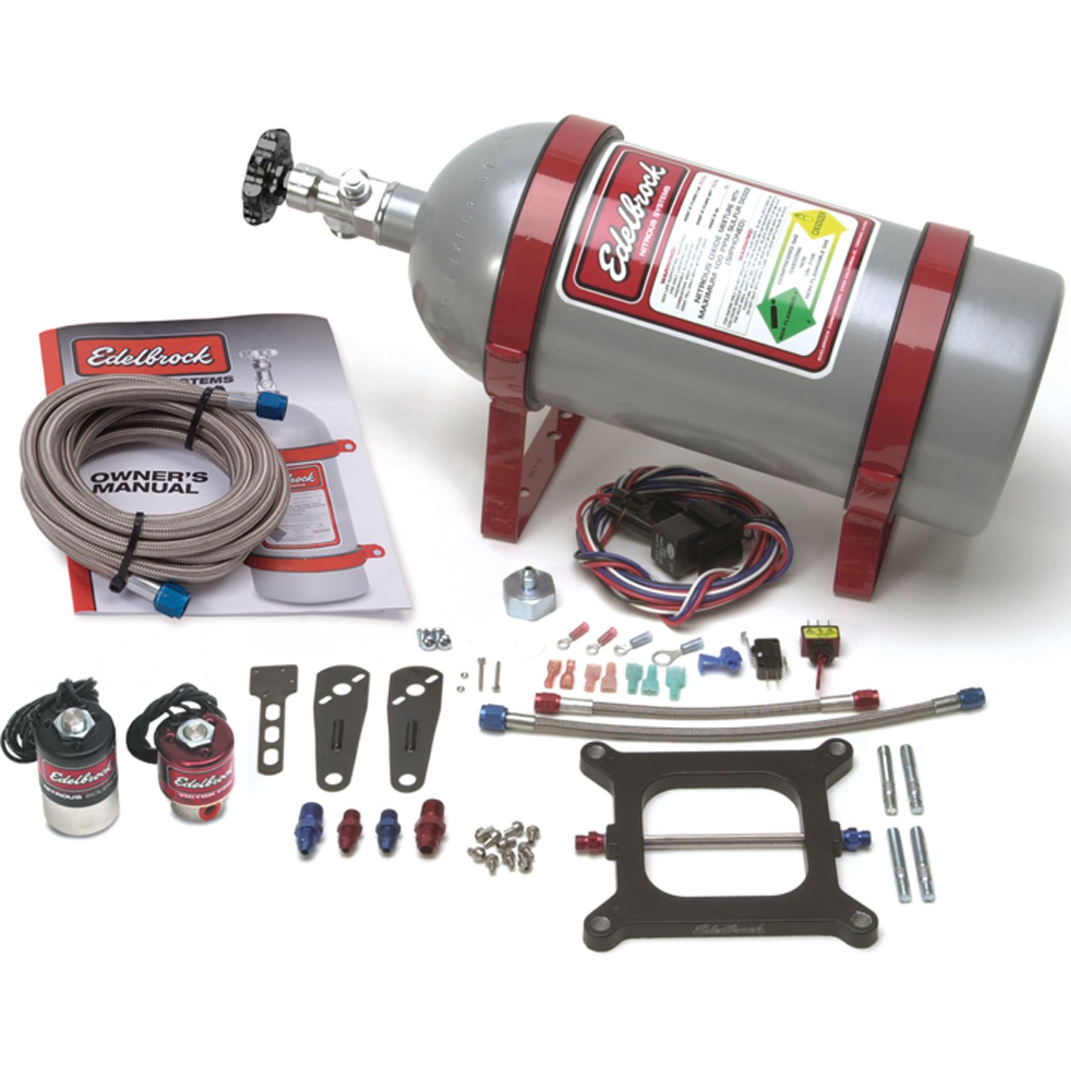 Performer RPM II Single Stage Nitrous Kit for 4150 Square-bore Carburetor with Silver Powder Coated Bottle