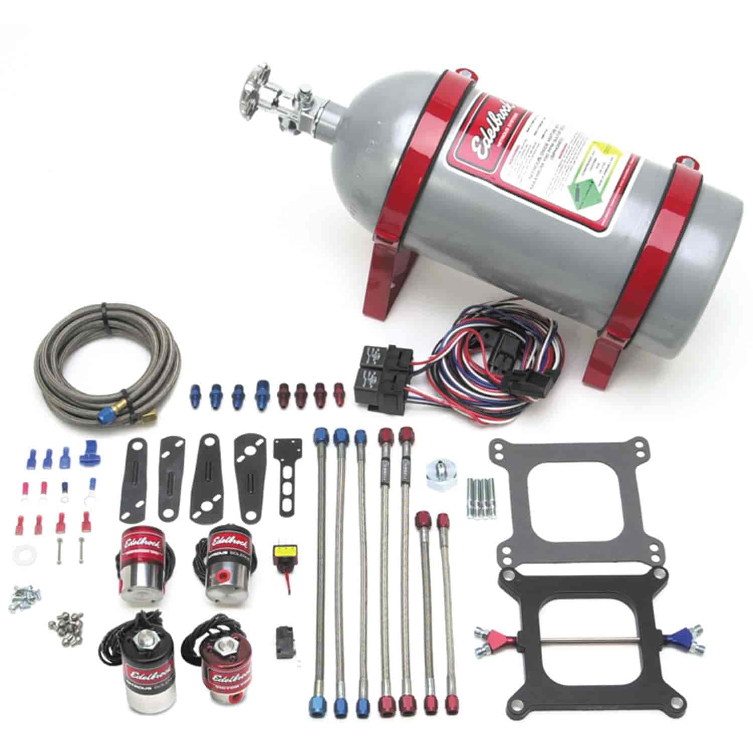 Performer RPM II Dual Stage Nitrous Kit for 4500 Series Carburetor  with Silver Powder Coated Bottle