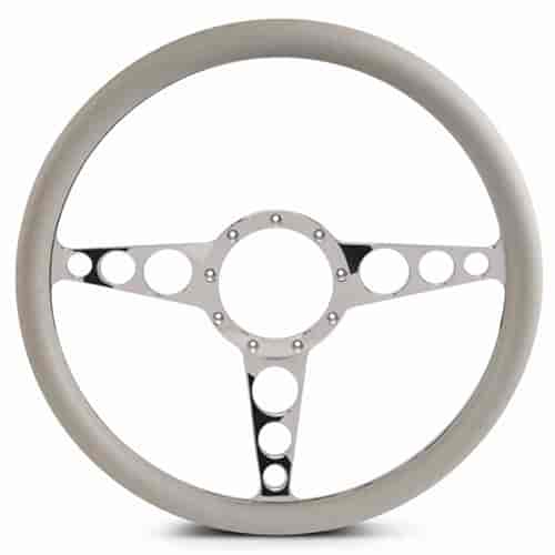 15 in. Racer Steering Wheel - Clear Coat Spokes, Grey Grip