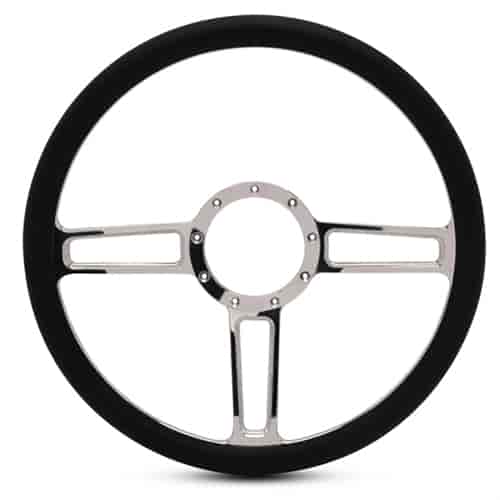 15 in. Launch Steering Wheel -  Chrome Plated Spokes, Black Grip