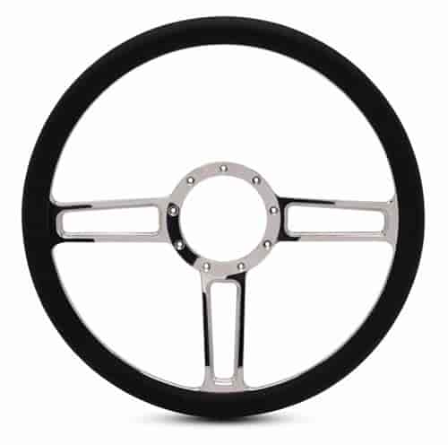 15 in. Launch Steering Wheel -  Clear Coat Spokes, Black Grip
