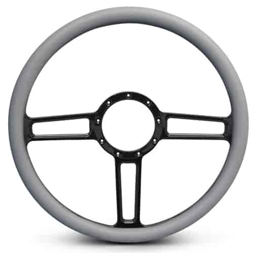15 in. Launch Steering Wheel - Black Anodized Spokes, Grey Grip