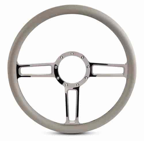 15 in. Launch Steering Wheel - Chrome Plated Spokes, Grey Grip