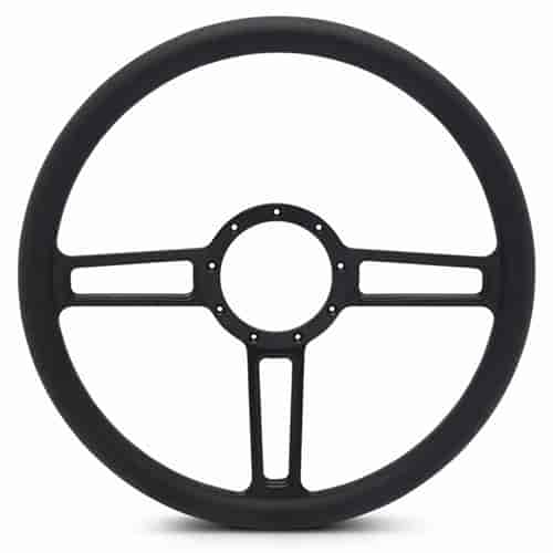 15 in. Launch Steering Wheel - Matte Black Spokes, Black Grip