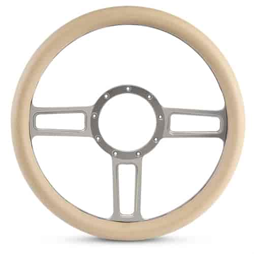 15 in. Launch Steering Wheel -  Clear Anodized Spokes, Tan Grip