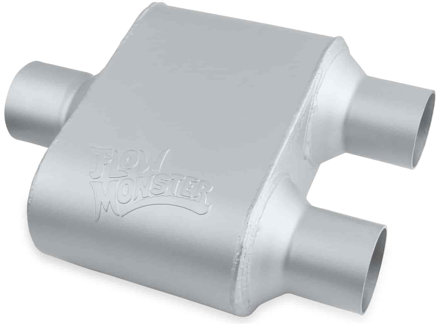 FlowMonster 1-Chamber Muffler - Center In/Dual Out: 2.500 in./2.250 in.